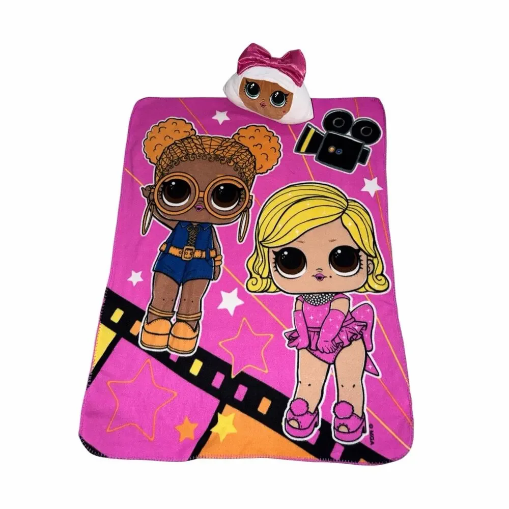 LOL Surprise Fleece Throw Blanket and Diva Hugger Pillow Set